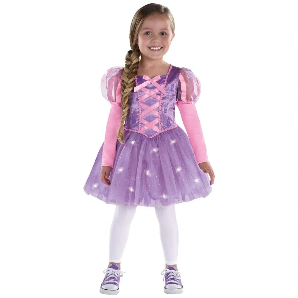 Disney Princess Rapunzel Light Up Dress Costume w/ Deluxe Wig NWT Sz Small 4-6 - Picture 8 of 9